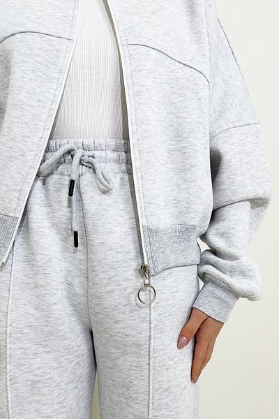 Trend Alaçatı Stili Karmelange Women &Apos; Súprava potných a trávových nohavíc S – výstrih, zips, raster Alc-X13284