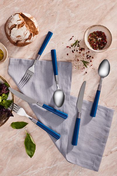 Karaca Fluca 18 Pieces - Blue Dinner Fork Knife Set for 6 People