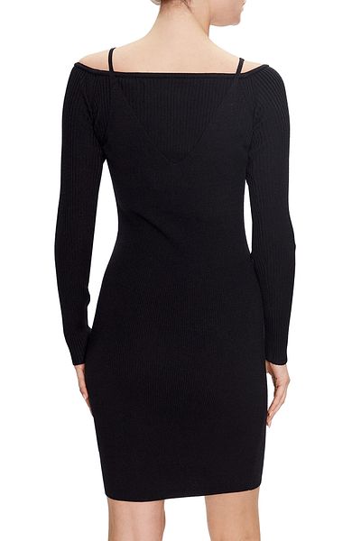 Calvin Klein Jeans Langärmliges Strickkleid für Damen – einfarbig, Broder-Logo