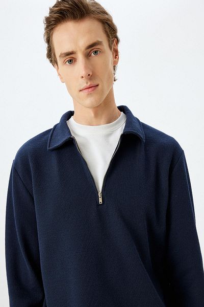 Koton Ανδρικό φούτερ Navy Blue 5WAM70053MK