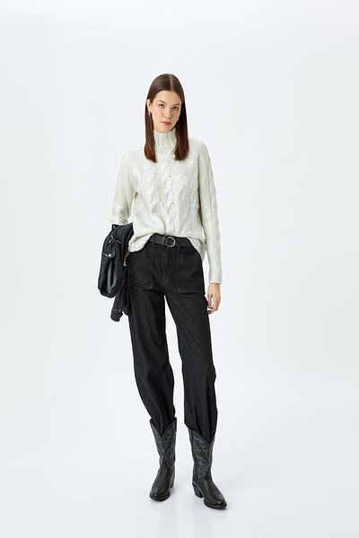 Koton Women's Ecru Sweater - 5Wal90082It Model