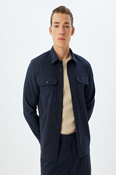 Koton Темно-сині чоловічі Сорочка 5WAM60095HW