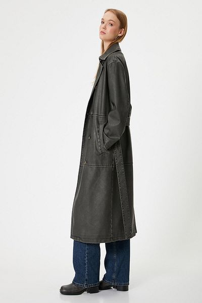 Koton Anthrazitfarbener Trenchcoat für Damen 5WAL00018IW