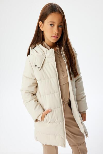 Koton Kids Ecru Girl's Coat 5Wkg00014Aw