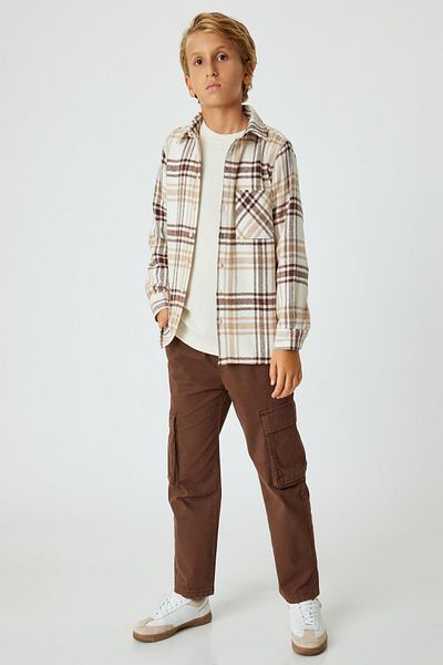 Koton Kids Cargo-Jeans für Jungen mit Taschendetail aus Baumwolle 5wkb40023td Braun