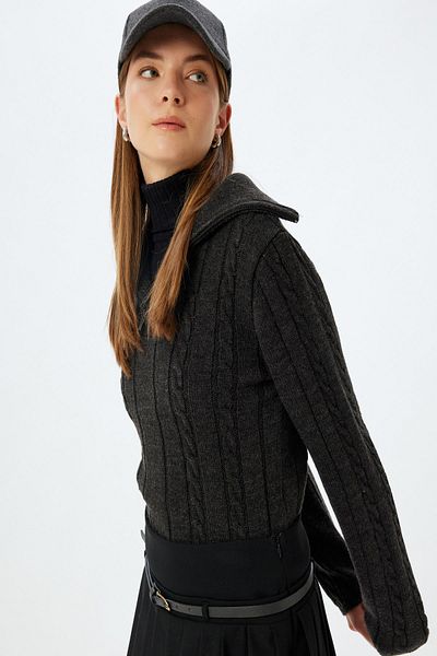 Koton Anthracite Women's Sweater 5Wak90370Ht