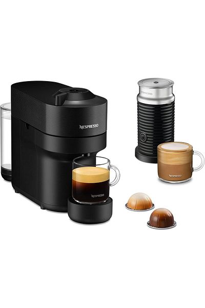 Nespresso Vertuo Pop coffee machine Bundle w Aeroccino 3 by Nespresso, Liquorice Black UAE Version
