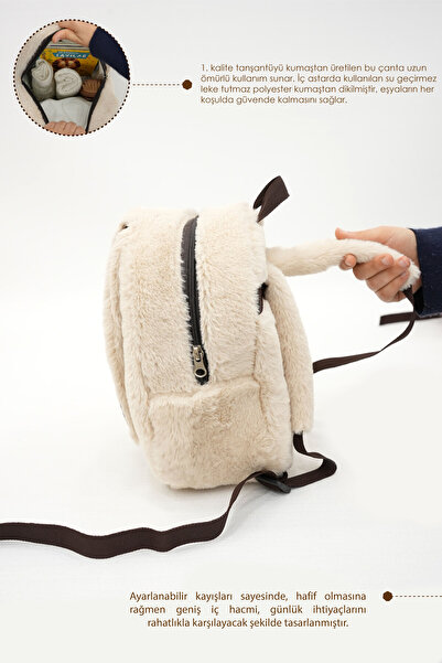 mordesign Sevimli Tavşan Çocuk Sırt Çantası: Kreş Peluş Kumaş Çanta, (İSTEDİĞİNİZ İSME ÖZEL) Morbunny Serisi