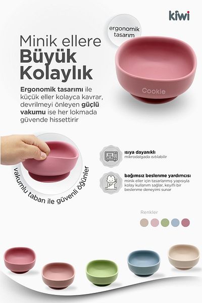 Kiwi Natural Silicone 3 Piece Nutrition Set - BPA Free, Beige