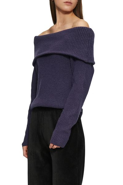 QS by s.Oliver Rib Knit Sweater with a Large Turn-Down Collar