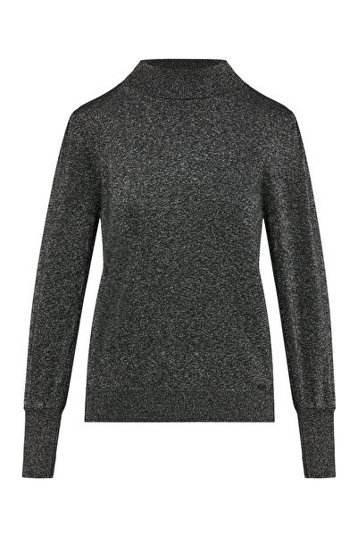 QS by s.Oliver Пуловер с ефект на блясък - буф ръкави