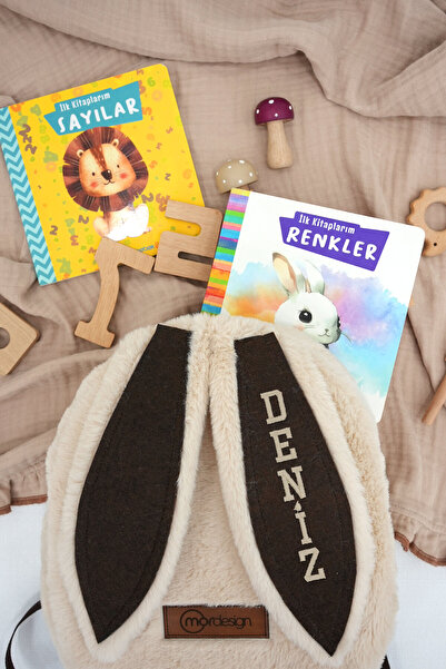 mordesign Sevimli Tavşan Çocuk Sırt Çantası: Kreş Peluş Kumaş Çanta, (İSTEDİĞİNİZ İSME ÖZEL) Morbunny Serisi