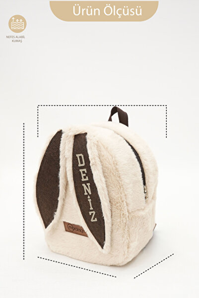 mordesign Sevimli Tavşan Çocuk Sırt Çantası: Kreş Peluş Kumaş Çanta, (İSTEDİĞİNİZ İSME ÖZEL) Morbunny Serisi