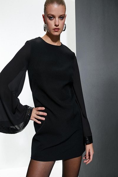Koton Schwarzes Abendkleid für Damen - Modell 4wlk60002mk