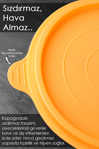 Meleni Home Orange Food Storage Set of 14 - Round Food Container 8X250 4X600 2X1200Ml Organizer Organizer