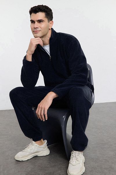 Trendyol Collection Σετ αθλητικής φόρμας Navy Blue Anti-pilling Oversize Fleece - TMNAW25EM00002