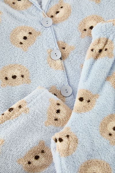 Trendyol Collection Wellsoft Winter Knitted Pajamas Set with Light Blue Teddy Bear Thmaw25Pt00054