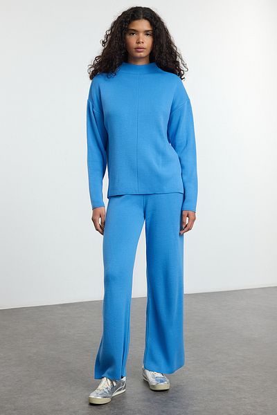 Trendyol Collection Kék állógalléros kötöttáru alsó-felső készlet TWOAW21AU0060