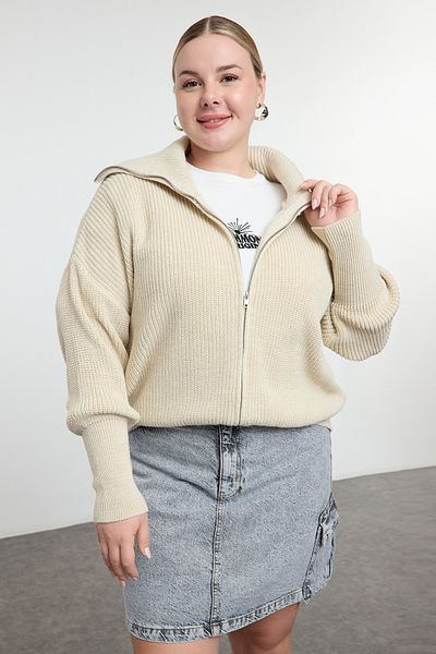 Trendyol Curve Жилетка от трикотаж с каменна яка и цип Tbbaw25Av00009
