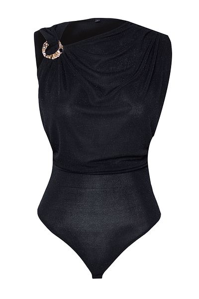 Trendyol Collection Black Accessory Detailed Snap Fastener Glitter Knitted Bodysuit Tprss25Bd00005