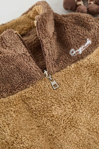TRENDYOLKIDS Унисекс мини суичър с цветни блокове Camel - Tkdaw25Sw00058