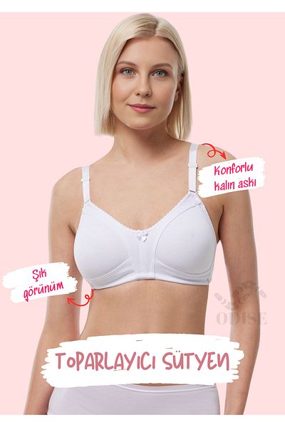 ODISE Sutien pieptănat din bumbac pieptănat, fără sârmă, fără cupe de burete, pachet de 2? Pachet (dimensiune mare disponibilă)