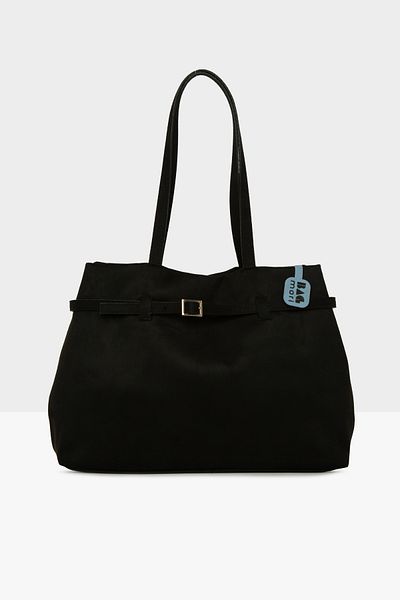 Bagmori Women's Black Suede Large Tote Bag with Side Belt Detail m 000008557