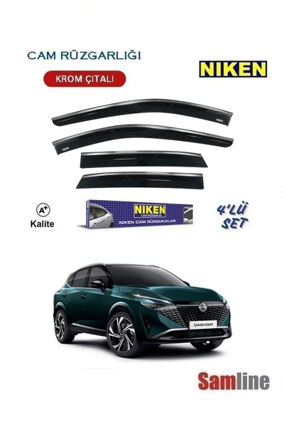 Niken Nissan Qashqai (2022-2024) Kromlu Cam Rüzgarlığı Takımı 4'lü Set