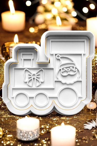 Hobist Christmas Santa Train Cookie Mold and Candy Plasticine Mold