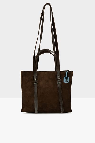 Bagmori Brown Women's Double Leather Belted Suede Bag m 000008565