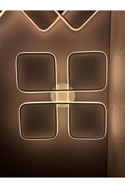 Zeya Lighting Yüksek Aydınlatmal 4'lü  Kare Beyaz Tavan Plafonyer Led avize, 3 Renk Aydınlatma 4