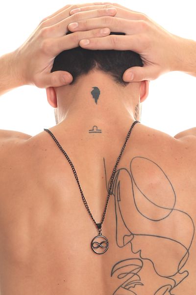 LABALABA Men's Black Oxide Plated Infinity Icon Necklace