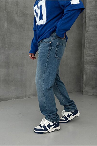 oraystore Taşlama Mavi Baggy Pantolon