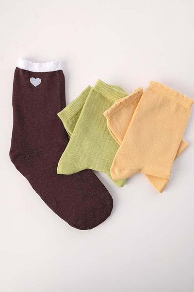 ALLDAY Yellow-Brown-Green 3-Piece Socks Set