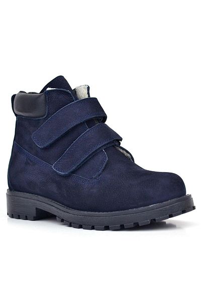 Rakerplus Neson Genuine Leather Navy Blue Nubuck Fur Velcro Children's Boots