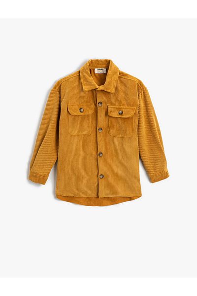 Koton Corduroy Shirt Long Sleeve Flap Double Pocket Buttoned