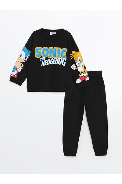 LC Waikiki Sonic Printed Boy's Sweatshirt and Sweatpants Bottom 2-Piece Lcw Kids