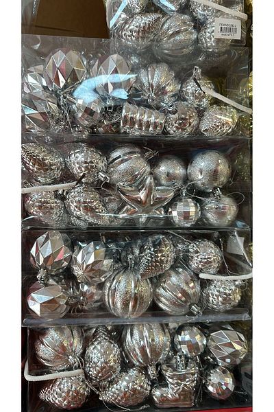 OKAVANGO 30 Pieces Cici Ball Silver Christmas Pine Tree Ornament Decor Ornament Set 6 cm