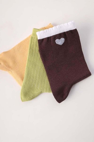 ALLDAY Yellow-Brown-Green 3-Piece Socks Set