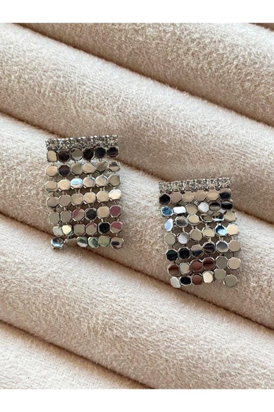 Shisa Jewel gümüş renk sallantili küpe (A23)