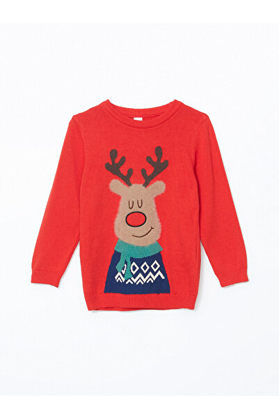 LC Waikiki Lcw Baby Red Crew Neck Long Sleeve Christmas Themed Baby Boy Sweat...