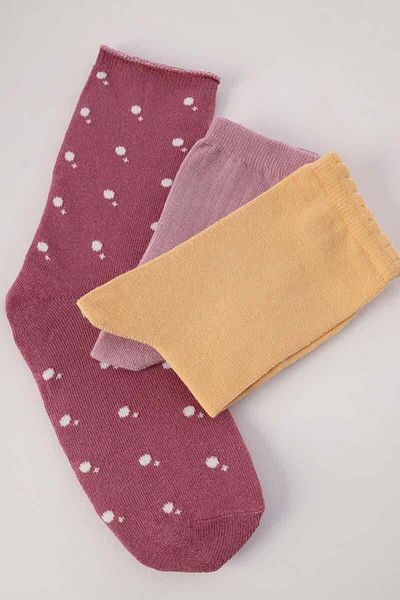 ALLDAY Rose Dried-Yellow-Claret Red 3-Piece Socks Set