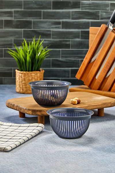 Milenay Set of Two 450ml Mini Size Multi-Purpose Stripe Pattern Bowl, Modern Design, Breakfast Nut Bowl