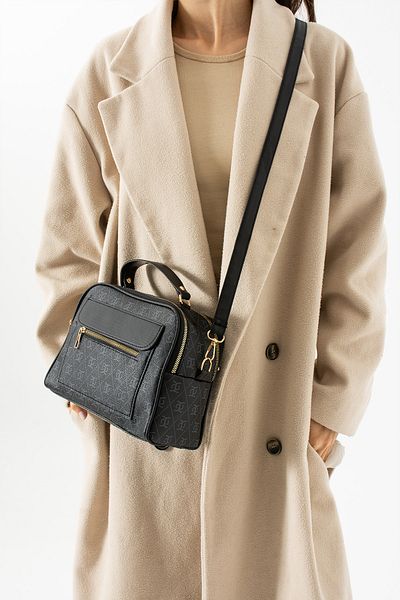 NWR BAGS Geantă neagră de umăr și crossbody pentru femei cu 3 ochi, dimensiune 19x23