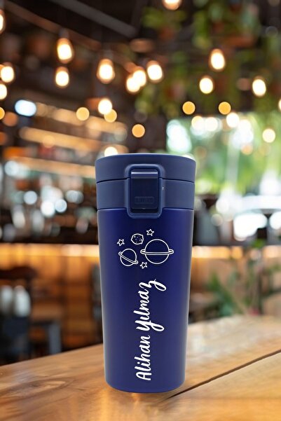 HEDGİFT Kişiye Özel Isimli Baskılı Termos Filtreli 304 Paslanmaz Çelik Çift Katmanlı Sızdırmaz 380 ml Termos