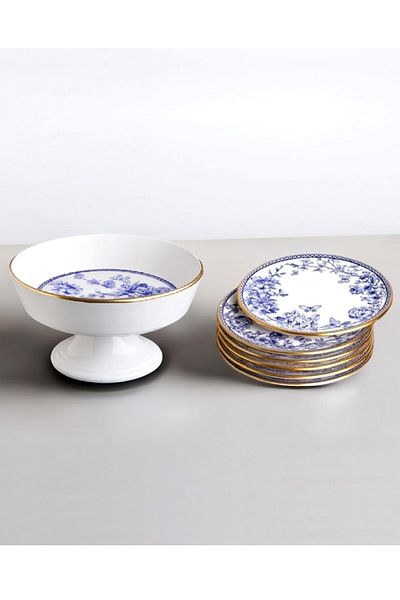 Pinkev Ceramic Cake and Standing Presentation Plate Set