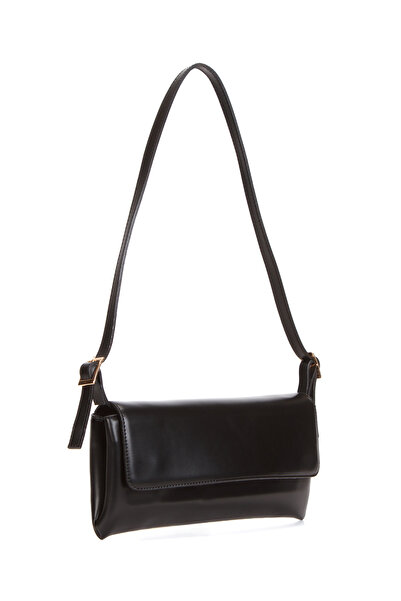 Adelina Bags Women's Clamshell Black Baguette Bag
