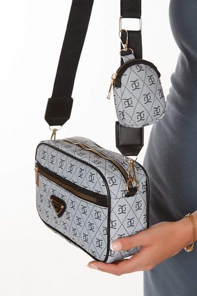 Adelina Bags Šedá crossbody taška přes rameno - dámská taška s peněženkou