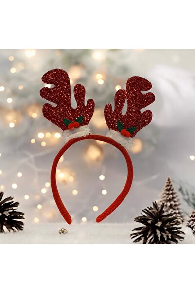 Özlemin takı tezgahı Yılbaşı temalı simli geyik boynuzu tacı