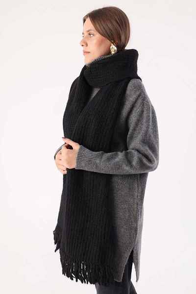ALLDAY Black Knitwear Tassel Shawl